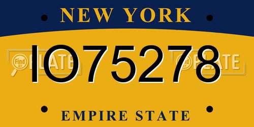 IO75278 New York License Plate