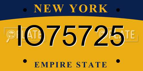 IO75725 New York License Plate