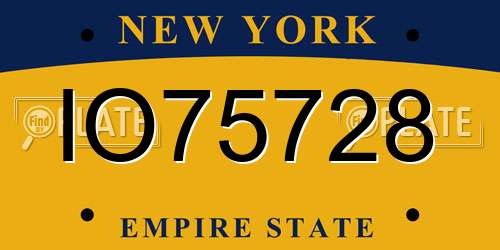 IO75728 New York License Plate