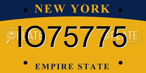 IO75775 New York License Plate