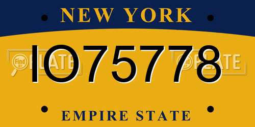 IO75778 New York License Plate