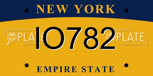 IO782 New York License Plate