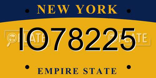 IO78225 New York License Plate