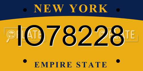 IO78228 New York License Plate