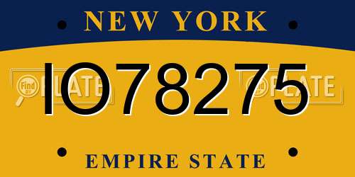 IO78275 New York License Plate