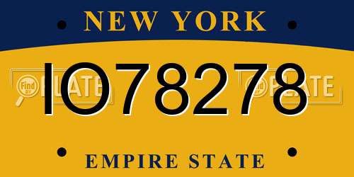 IO78278 New York License Plate