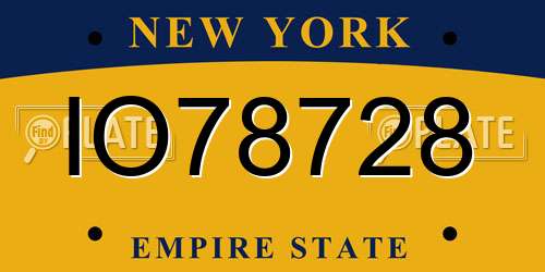 IO78728 New York License Plate