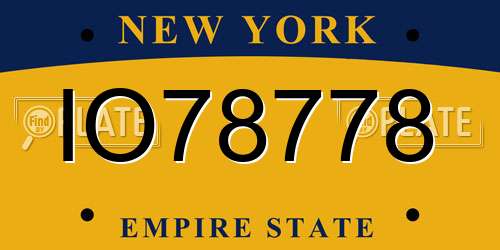 IO78778 New York License Plate