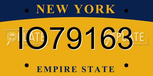 IO79163 New York License Plate