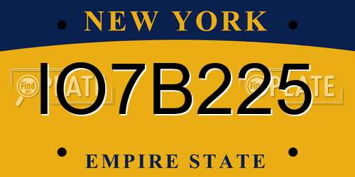 IO7B225 New York License Plate