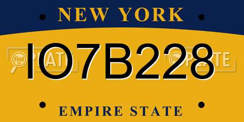 IO7B228 New York License Plate