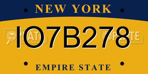 IO7B278 New York License Plate