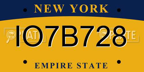 IO7B728 New York License Plate