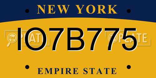 IO7B775 New York License Plate