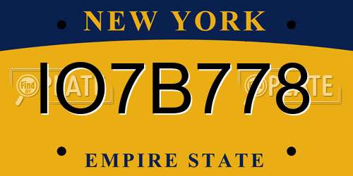 IO7B778 New York License Plate