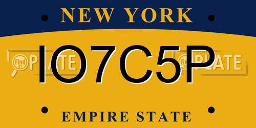 IO7C5P New York License Plate