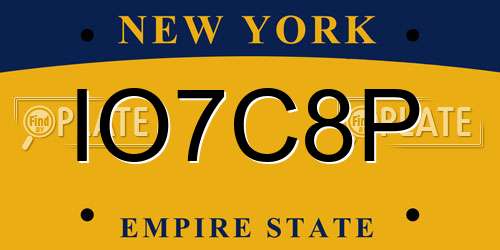 IO7C8P New York License Plate