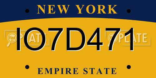 IO7D471 New York License Plate