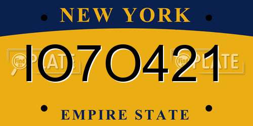 IO7O421 New York License Plate