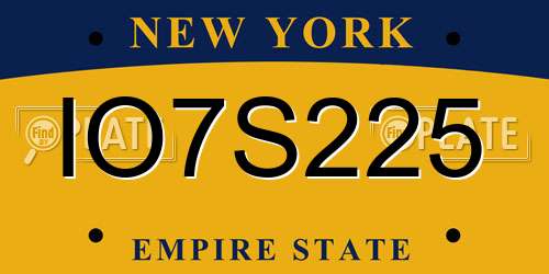 IO7S225 New York License Plate
