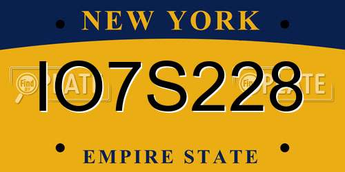 IO7S228 New York License Plate