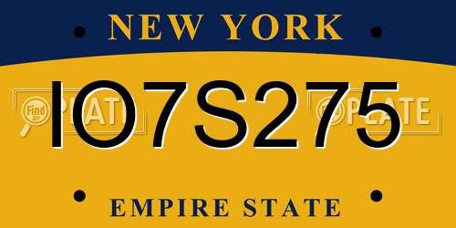 IO7S275 New York License Plate