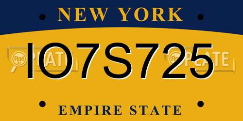 IO7S725 New York License Plate