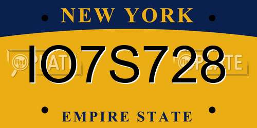 IO7S728 New York License Plate