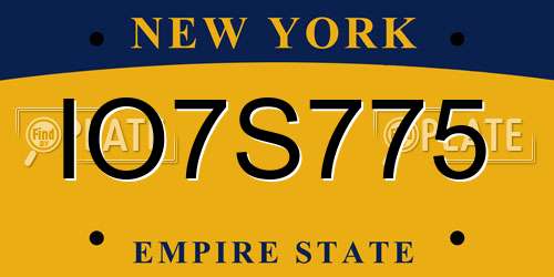 IO7S775 New York License Plate