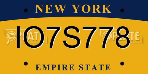 IO7S778 New York License Plate