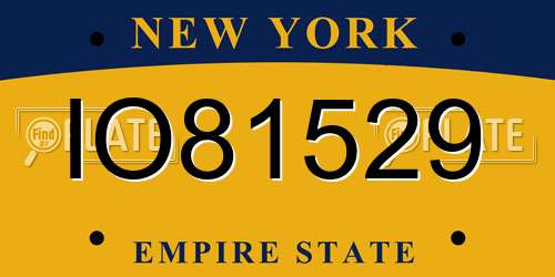 IO81529 New York License Plate