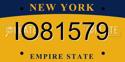 IO81579 New York License Plate