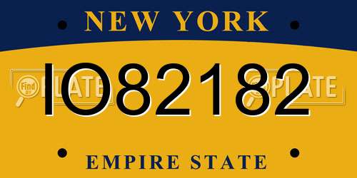 IO82182 New York License Plate