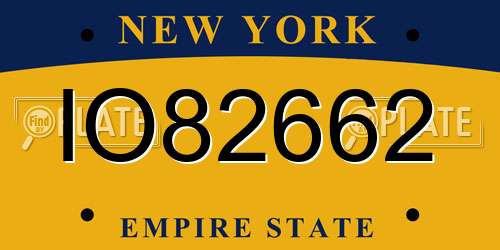 IO82662 New York License Plate