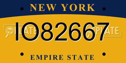 IO82667 New York License Plate