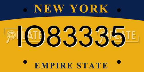 IO83335 New York License Plate