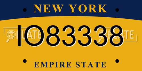 IO83338 New York License Plate