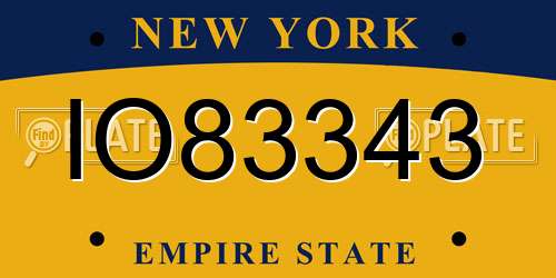 IO83343 New York License Plate
