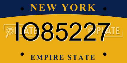 IO85227 New York License Plate