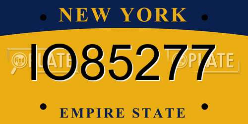 IO85277 New York License Plate