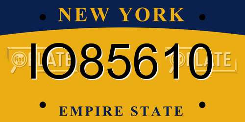 IO85610 New York License Plate
