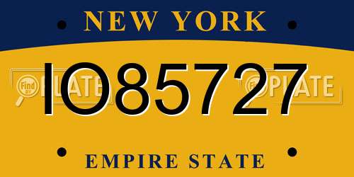 IO85727 New York License Plate