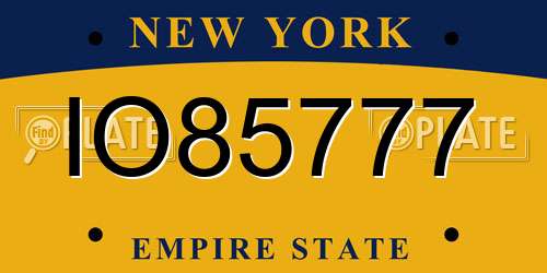 IO85777 New York License Plate