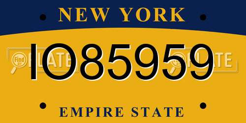IO85959 New York License Plate