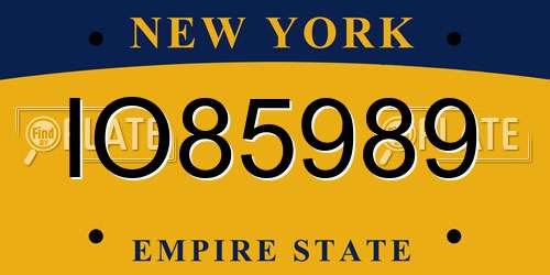 IO85989 New York License Plate