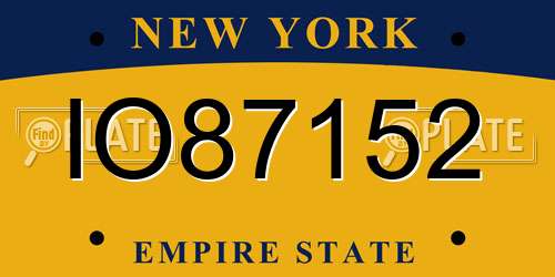 IO87152 New York License Plate
