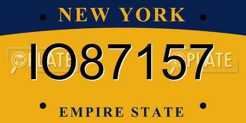 IO87157 New York License Plate