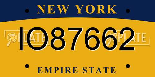 IO87662 New York License Plate