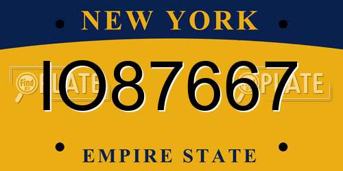 IO87667 New York License Plate