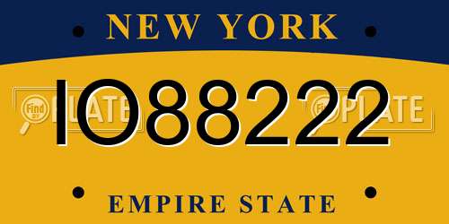 IO88222 New York License Plate